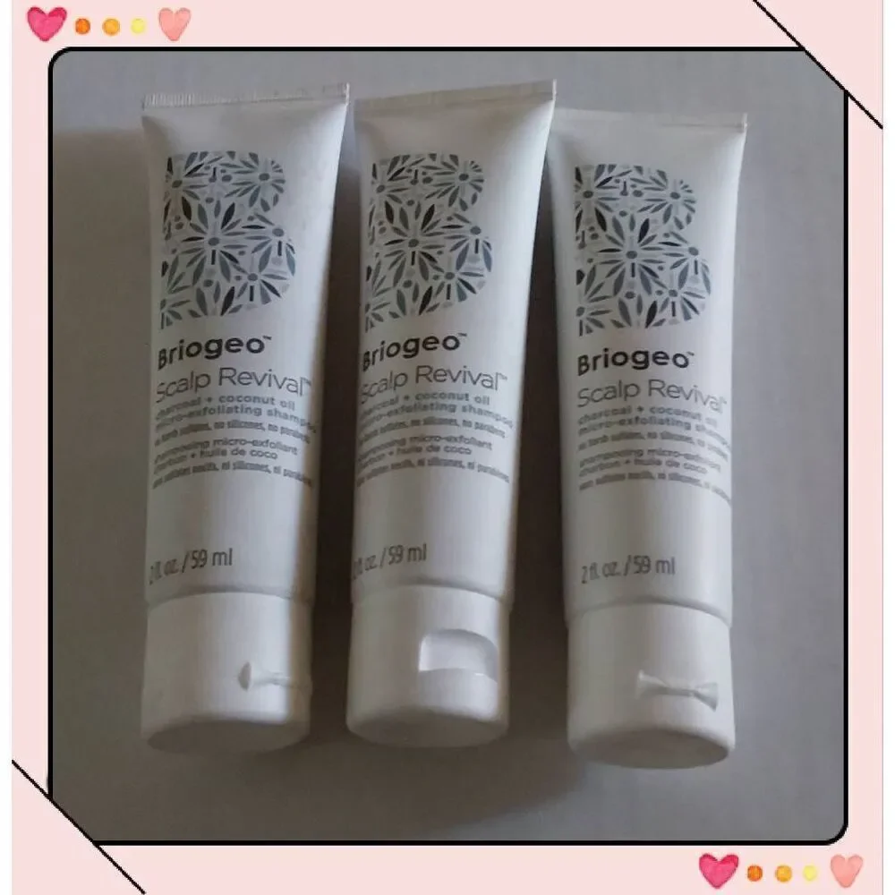 New Lot of (3) BRIOGEO Scalp Review Charcoal + Coconut Micro-Exfoliating Shampoo